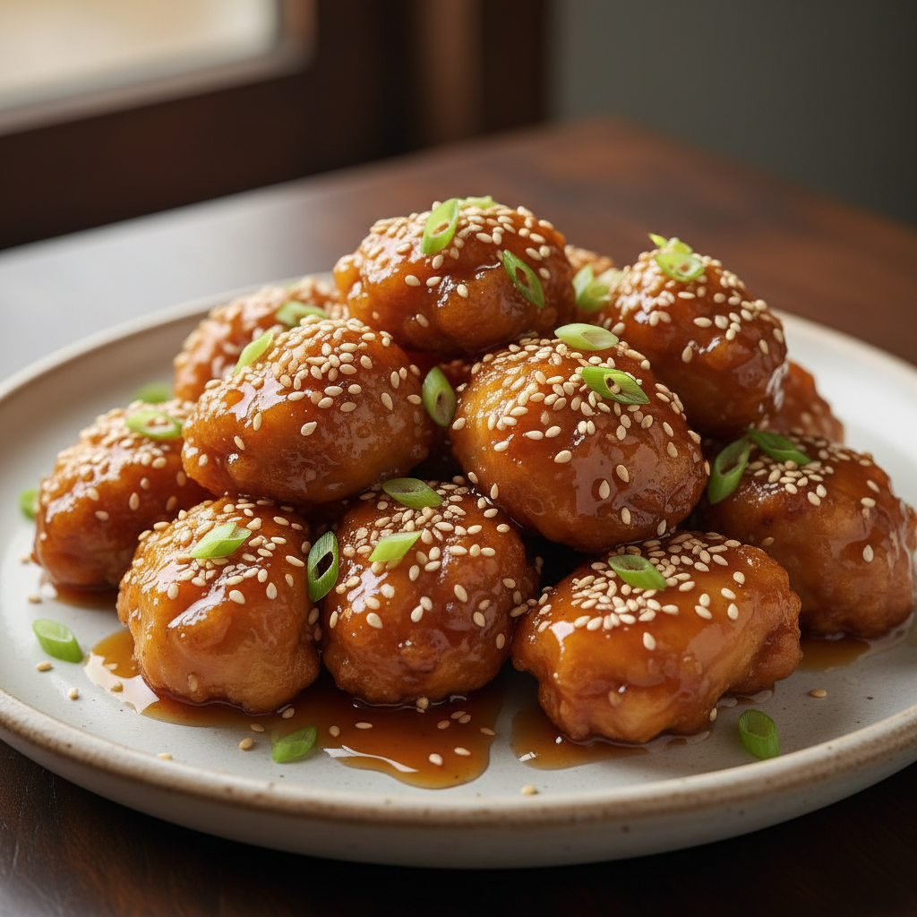 Crispy Honey Garlic Chicken Ready to Serve