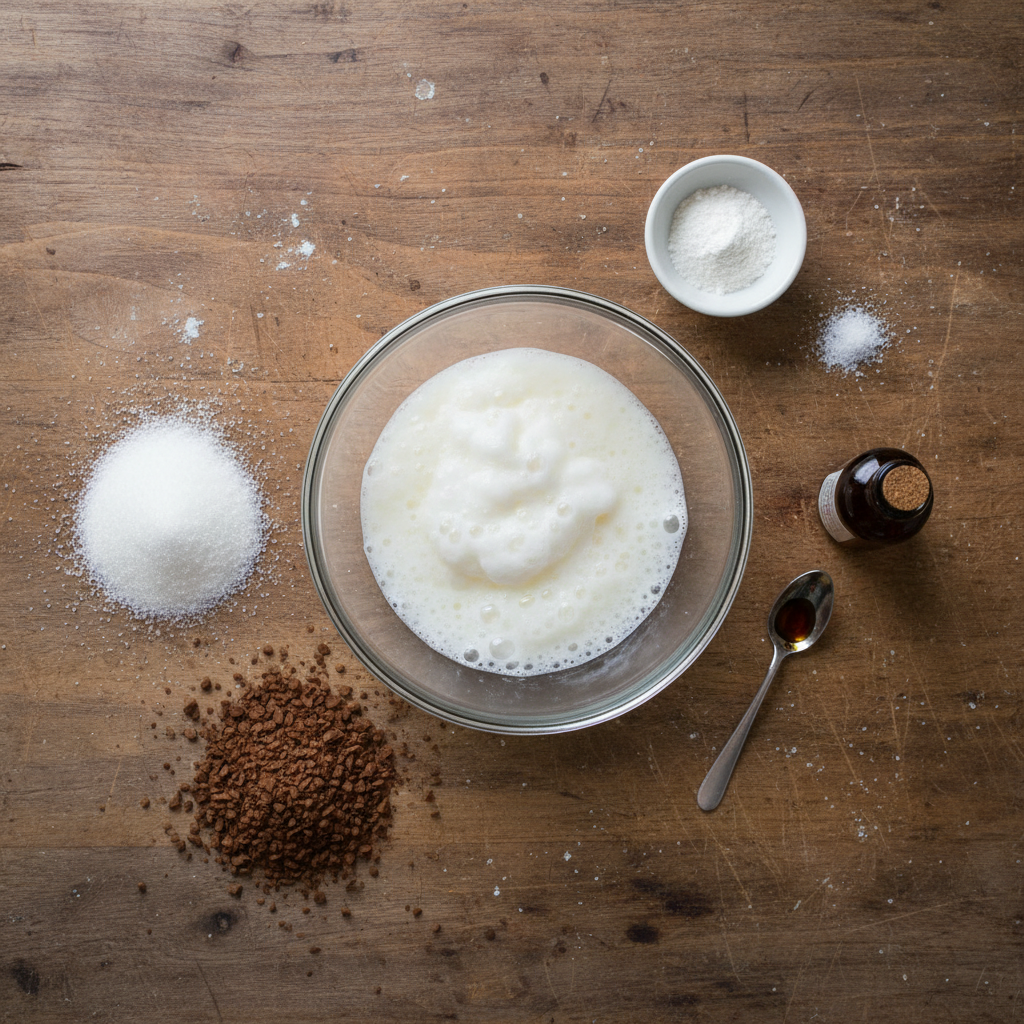 Ingredients for coffee meringues