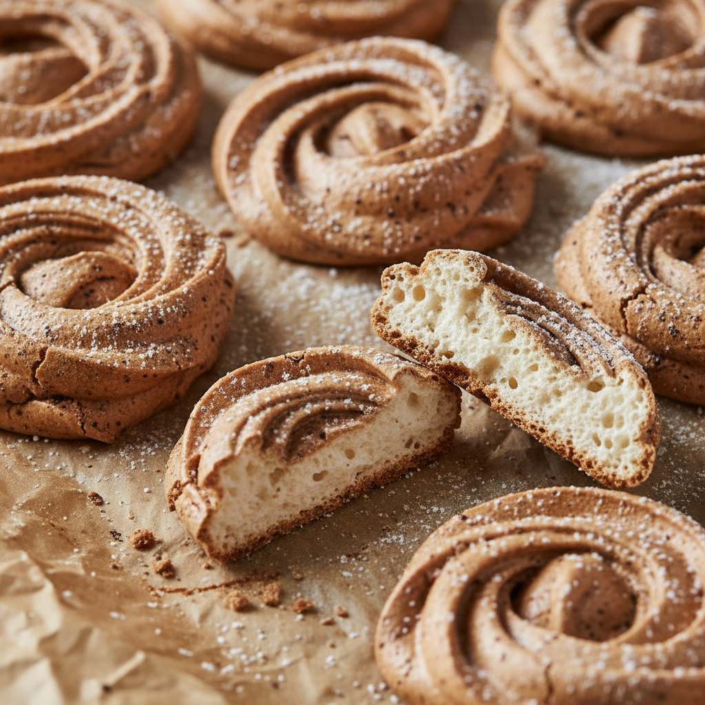 Finished coffee meringues ready to serve