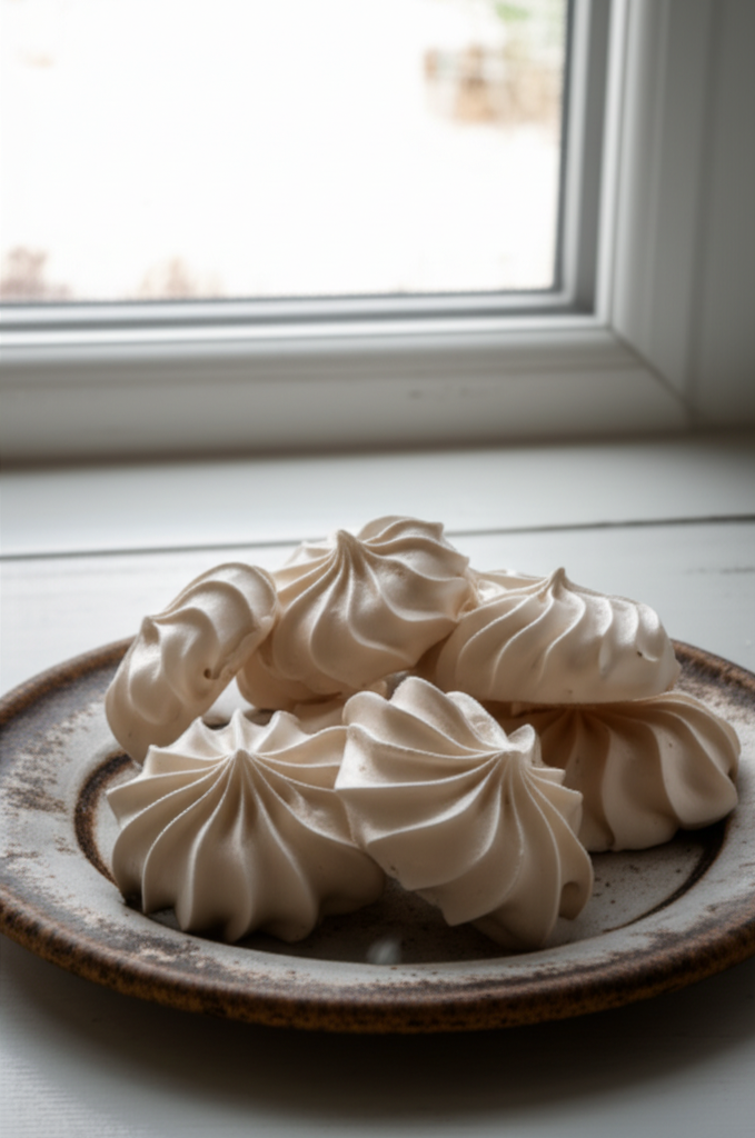 Coffee meringues on a serving plate
