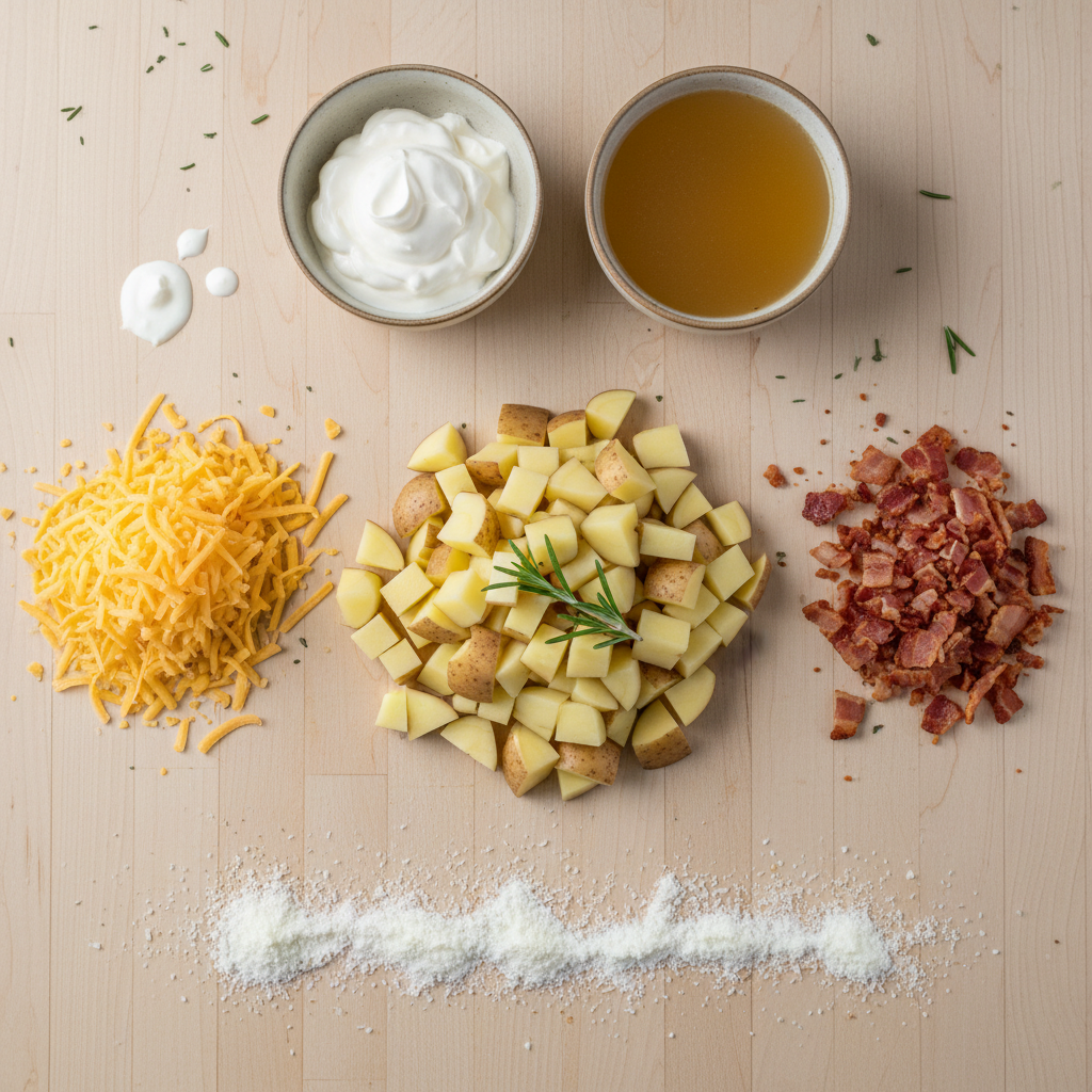 Ingredients for Crock Pot Crack Potato Soup