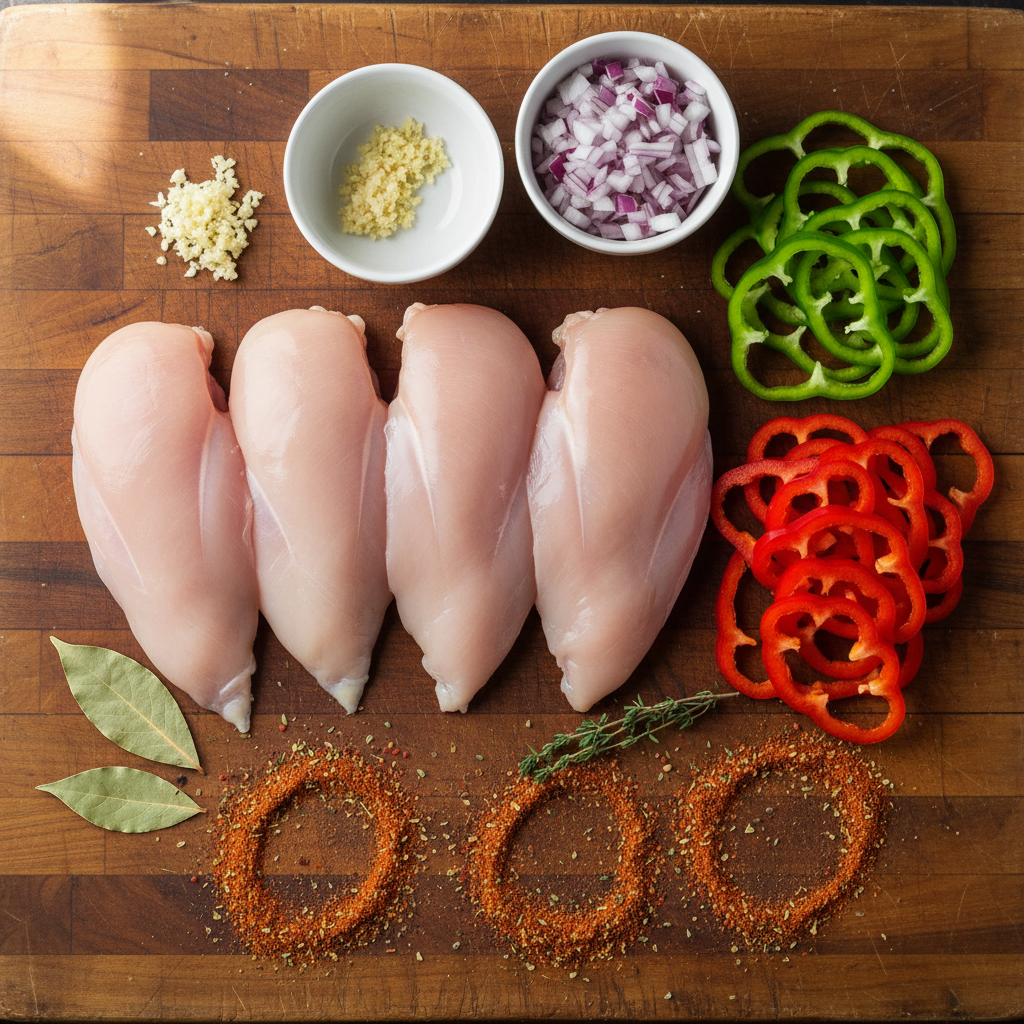 Ingredients array for Cajun chicken pasta