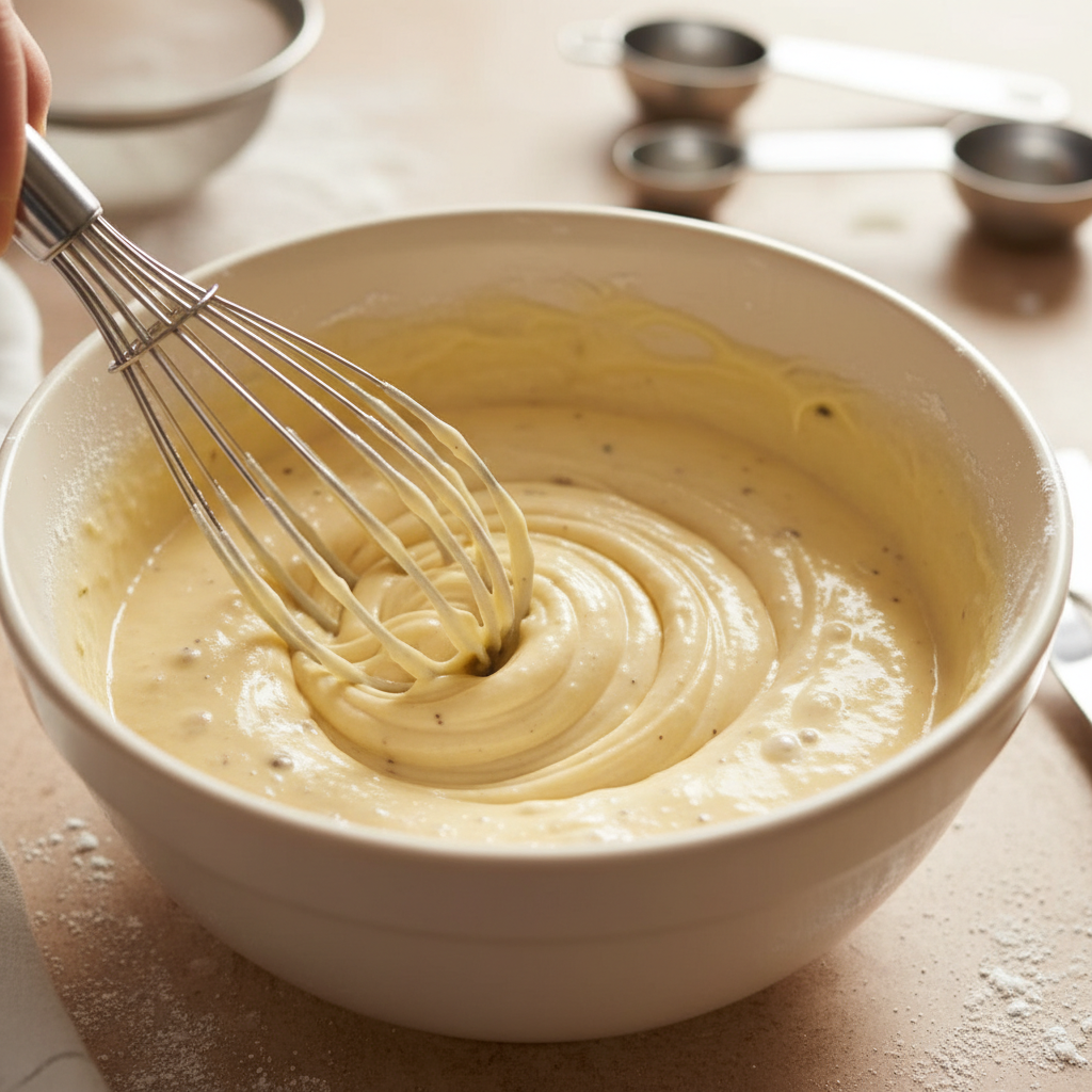 Mixing batter for Cupid's Arrow Cupcakes