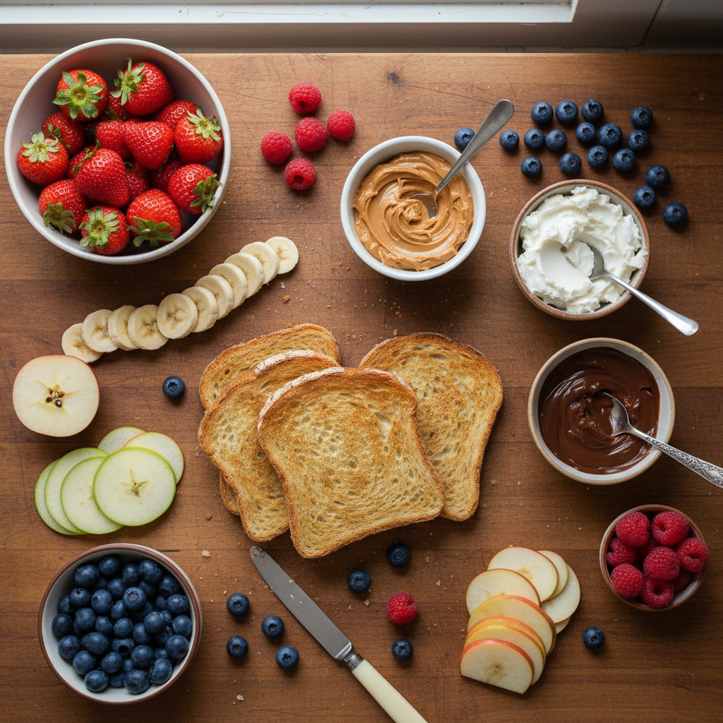 Ingredients for animal face toast