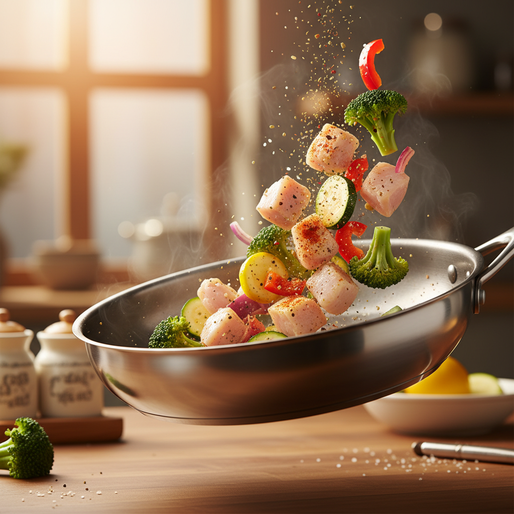 Chicken being cooked in a skillet with oil