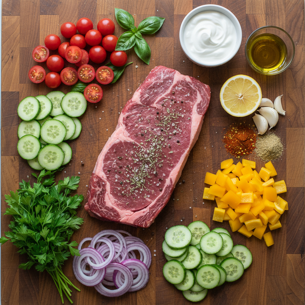 Ingredients for Mediterranean Steak Bowls