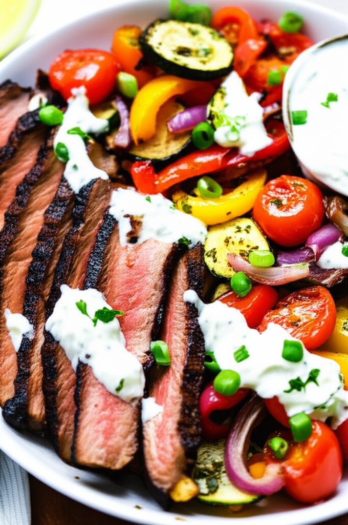 Mediterranean Steak Bowls fresh and colorful