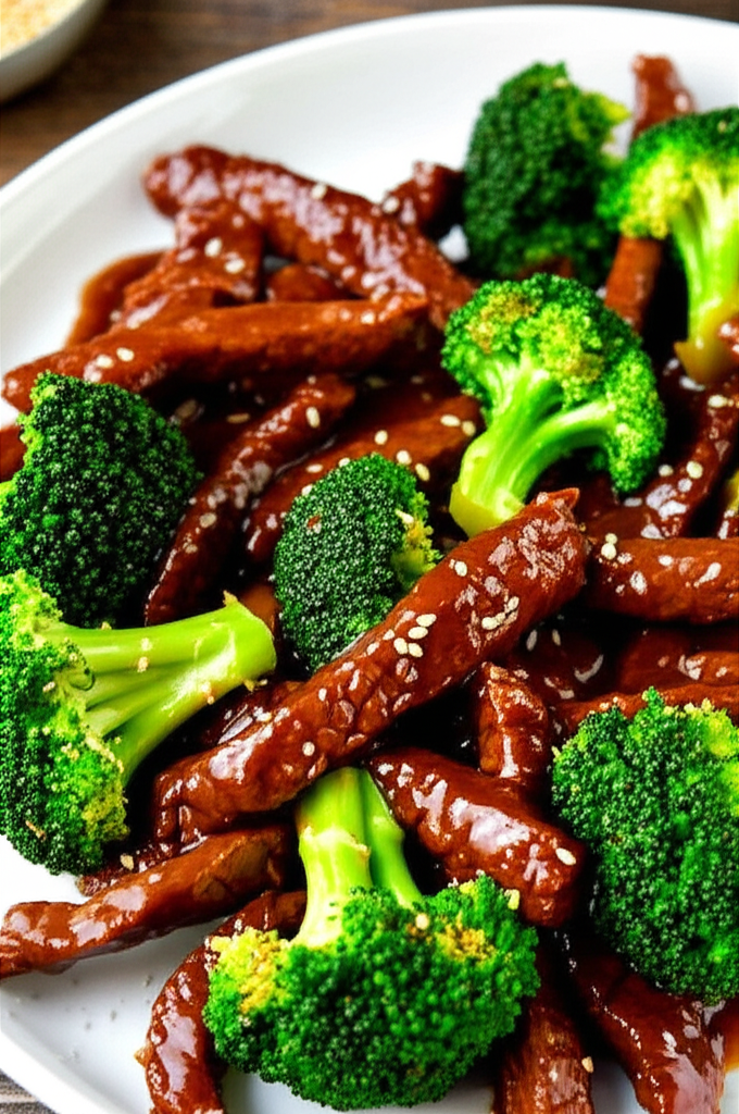 Delicious beef and broccoli dish ready to serve