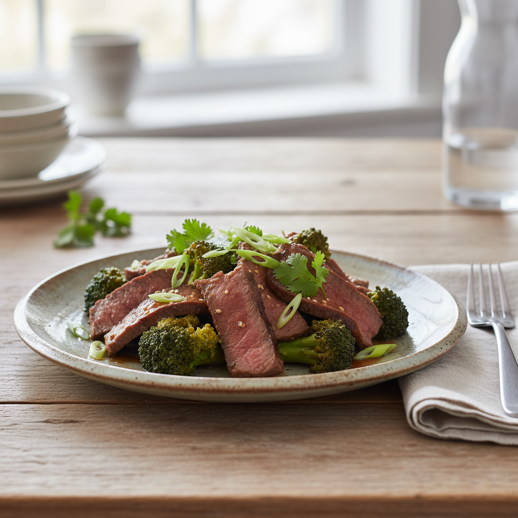 Finished Beef and Broccoli Served Hot