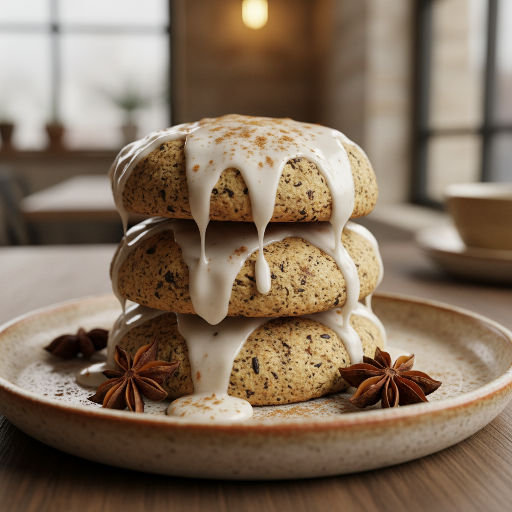 Finished chai latte cookies drizzled with glaze