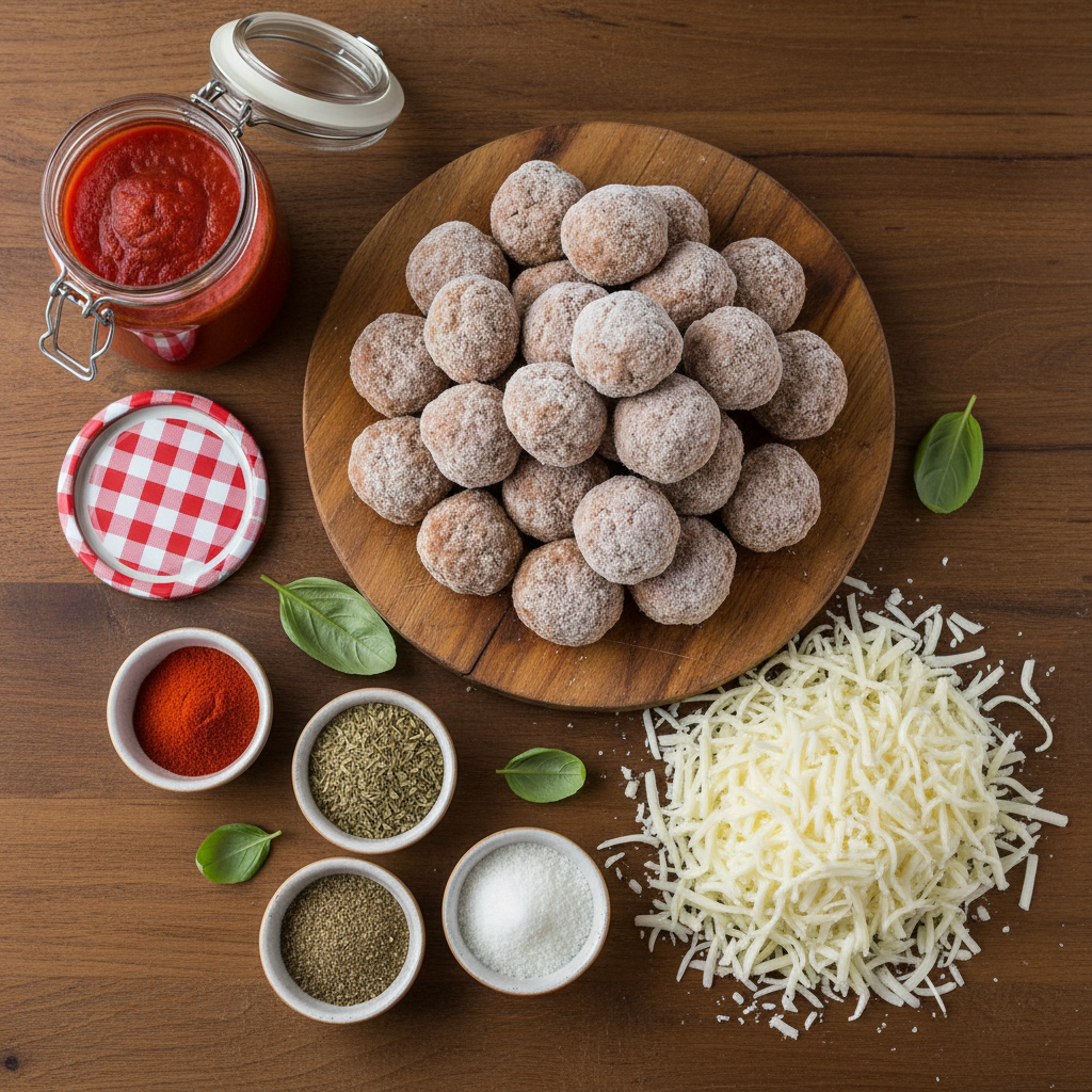 Ingredients for baked meatballs