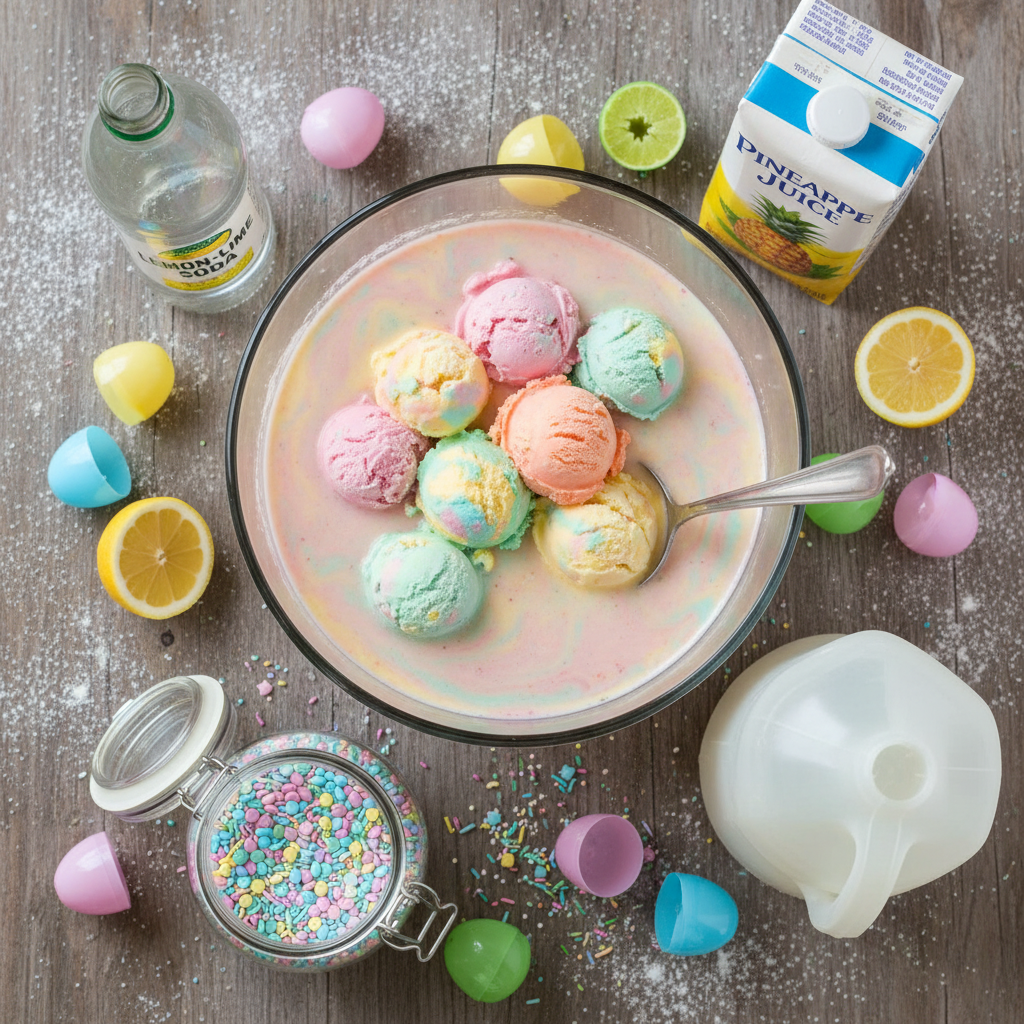 Ingredients and equipment for Easter Egg Punch