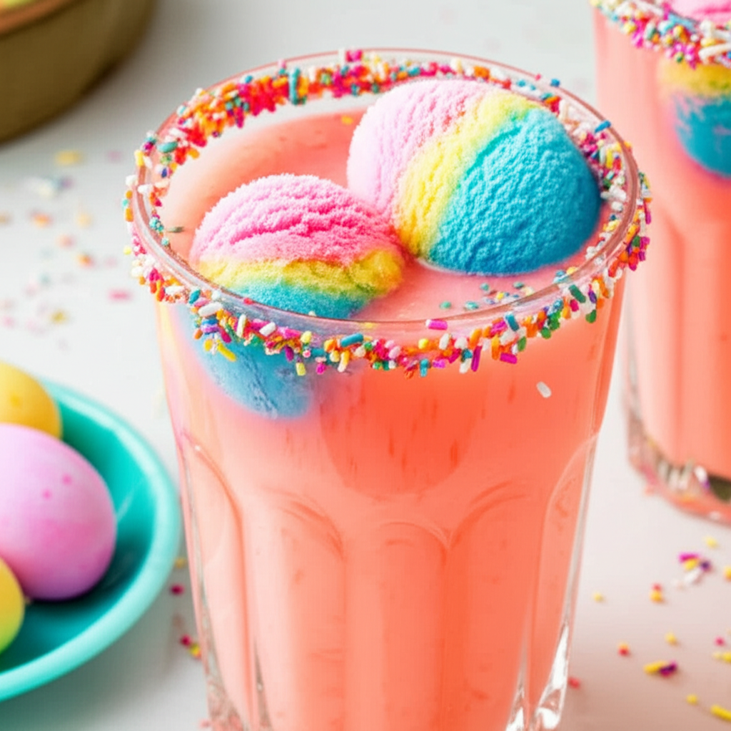 Colorful Easter Egg Punch in a cup resembling an Easter basket
