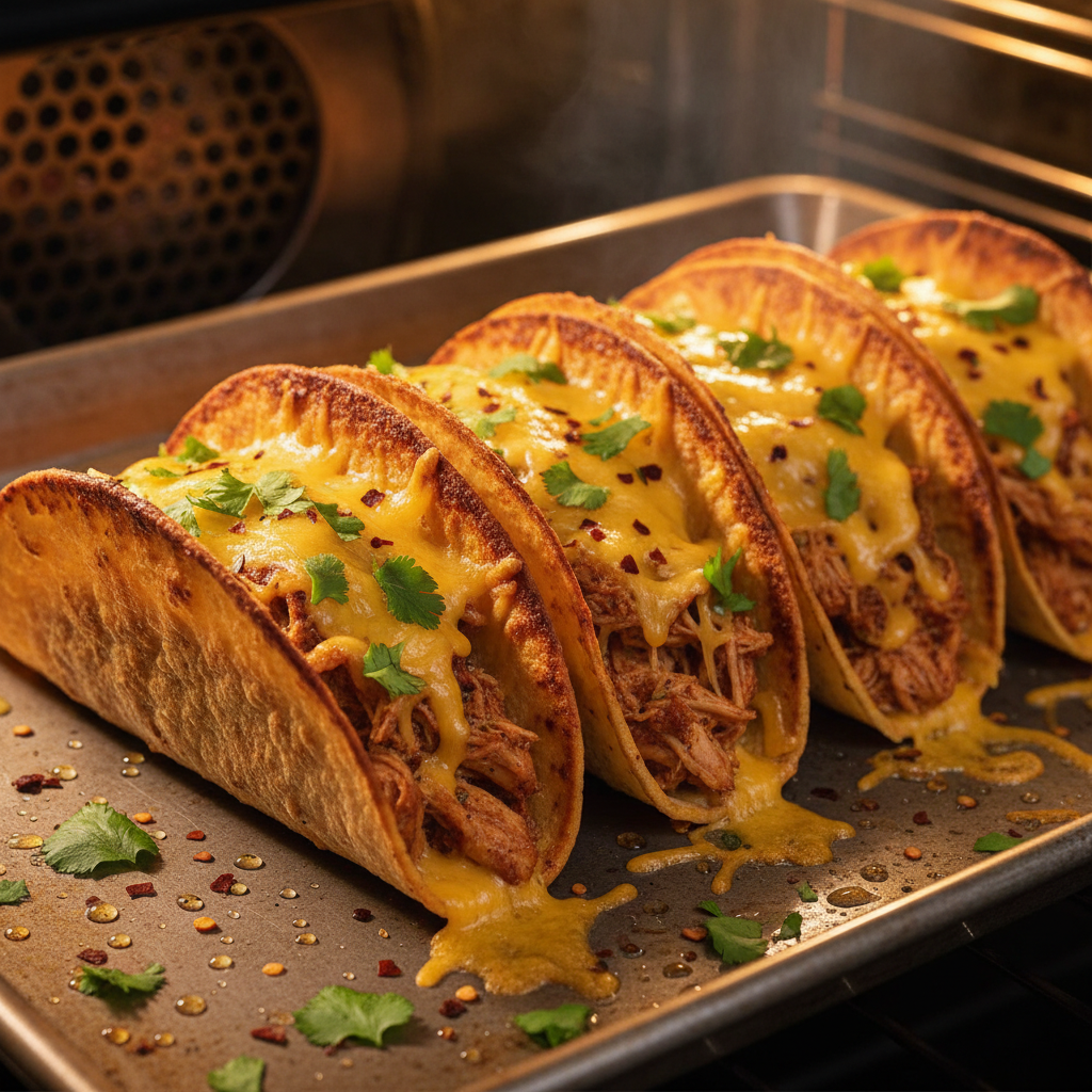 Baked chicken tacos on plate