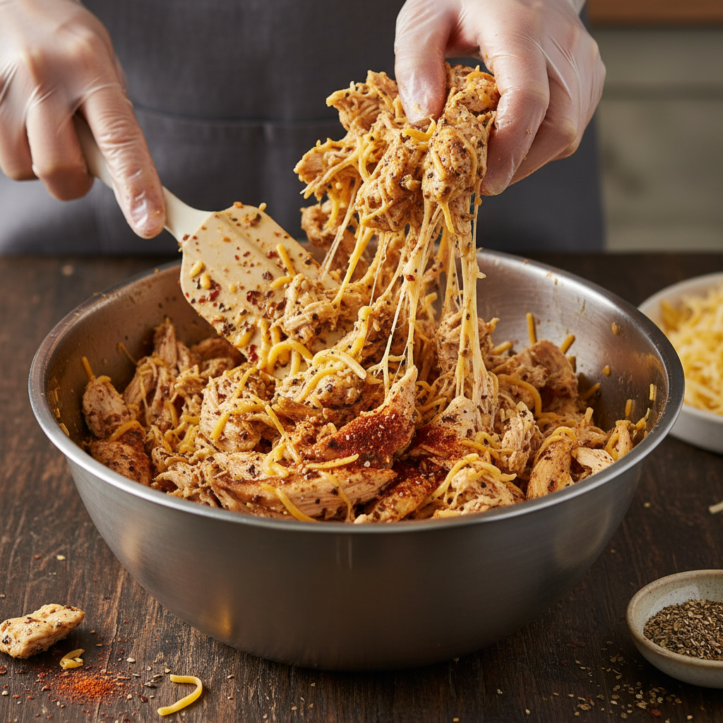 Preparing chicken tacos steps