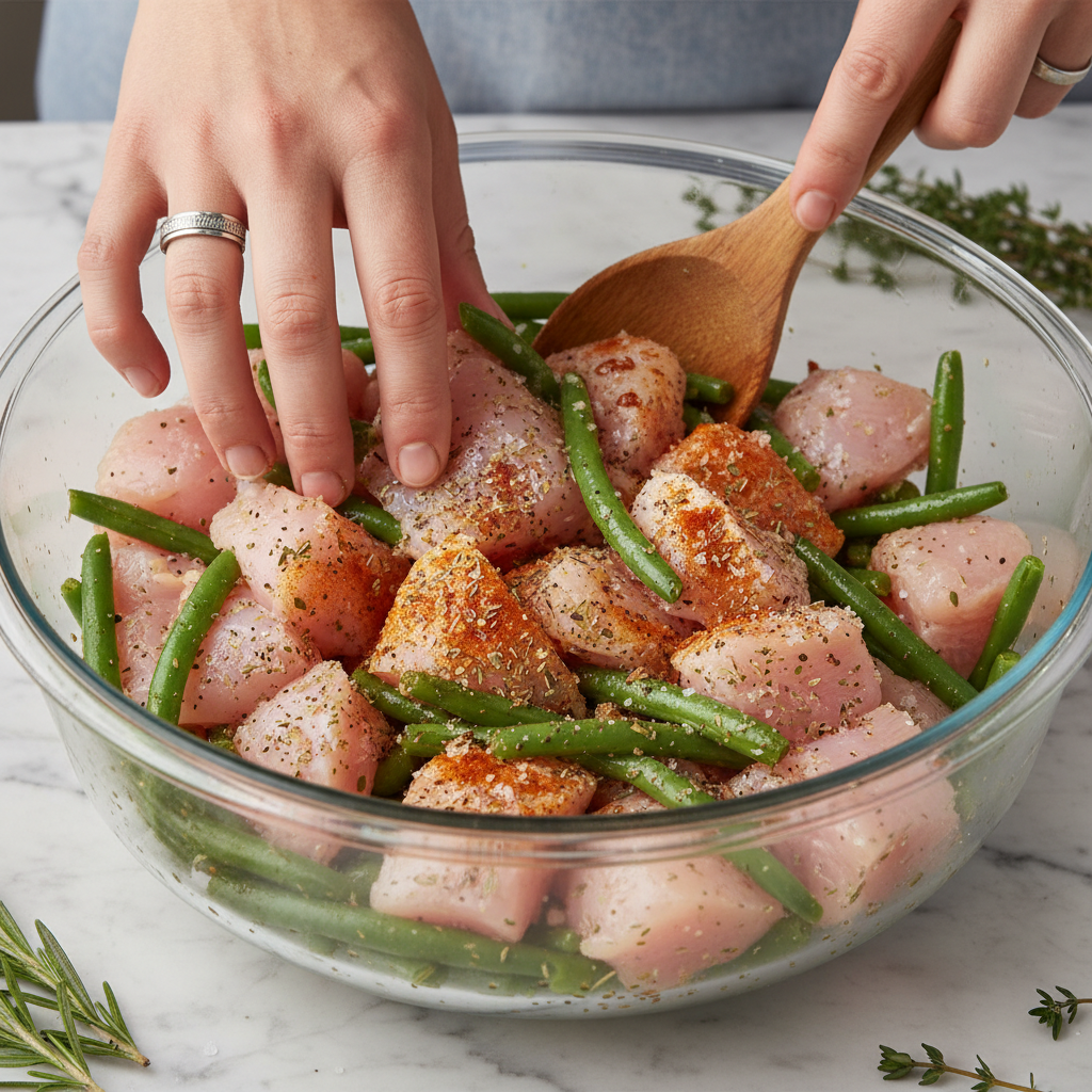 Cooking chicken pieces in pan