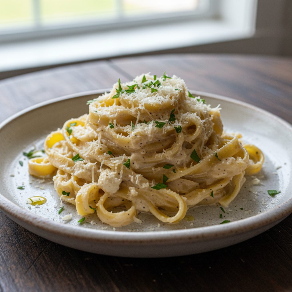 Serving suggestion and final tips for Cottage Cheese Alfredo