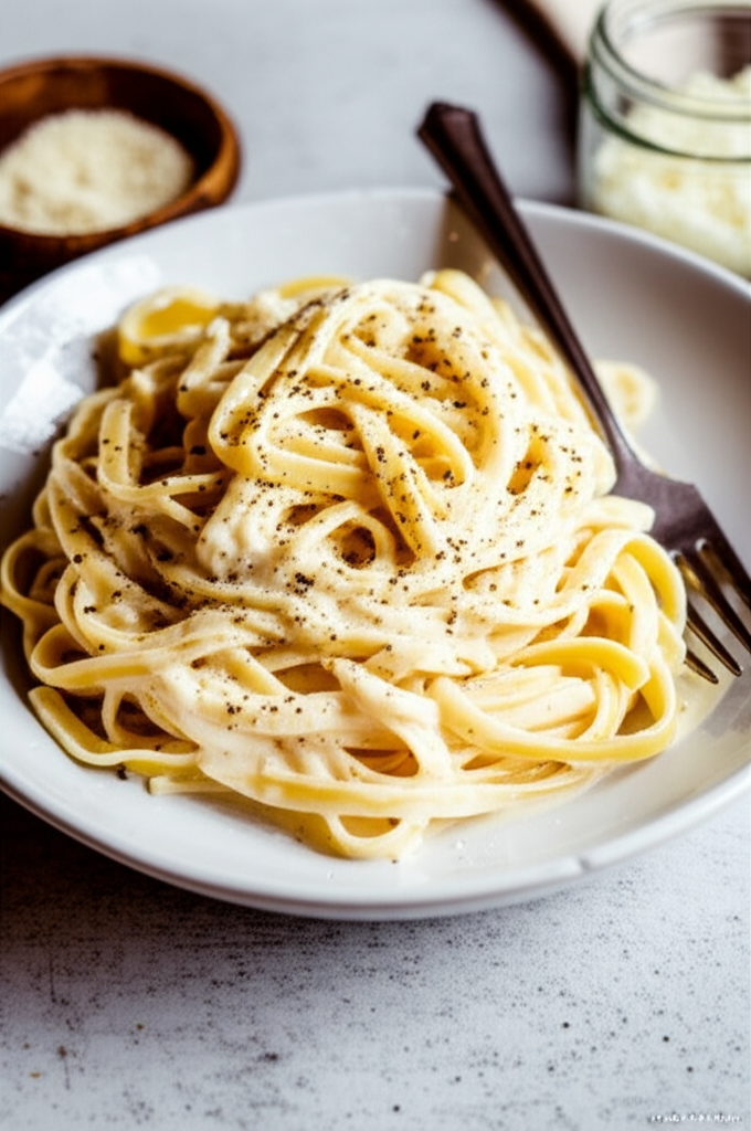 Creamy Cottage Cheese Alfredo Sauce over pasta