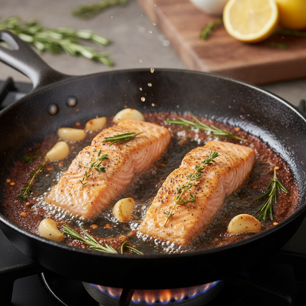 Plated Crispy Honey Garlic Glazed Salmon with vegetables