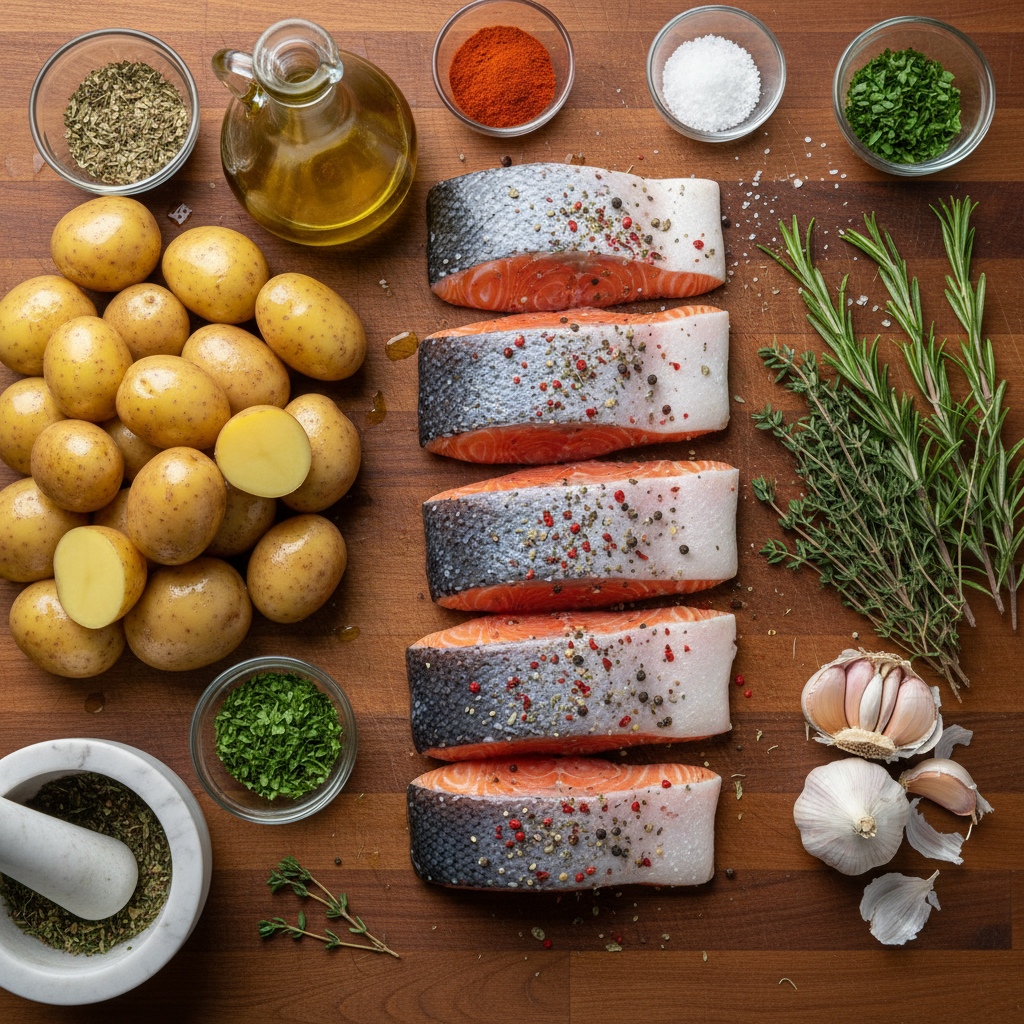 Ingredients for Crispy Honey Garlic Glazed Salmon