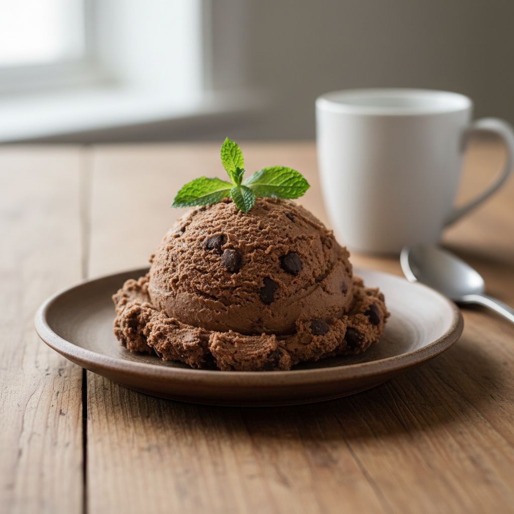 Stored edible cookie dough in a container
