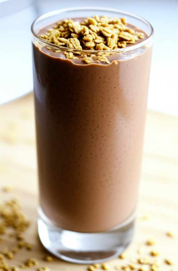 Chocolate Almond Butter Crunch Smoothie in glass