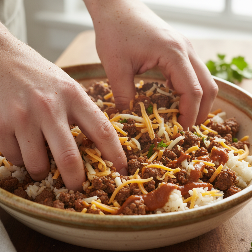 Assembled Grilled Cheese Burrito before rolling