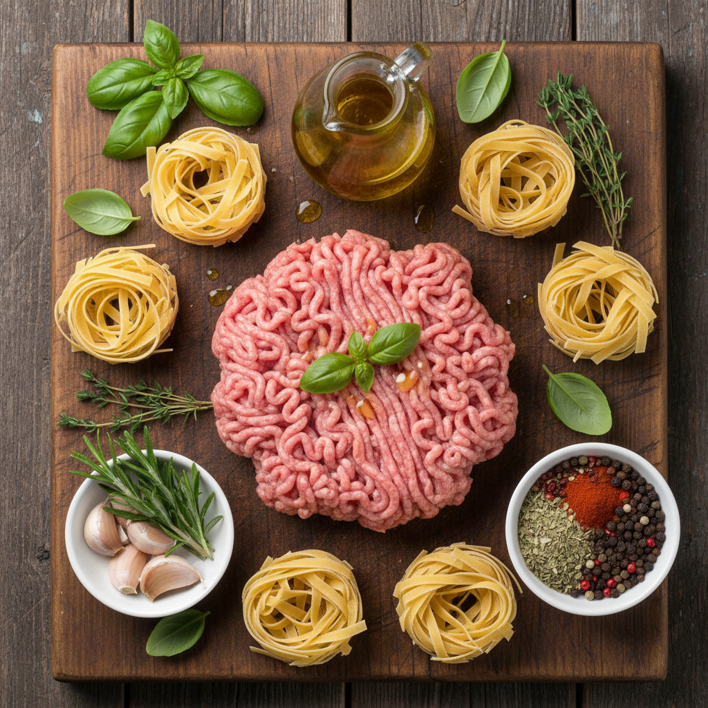 Ingredients for turkey mince pasta