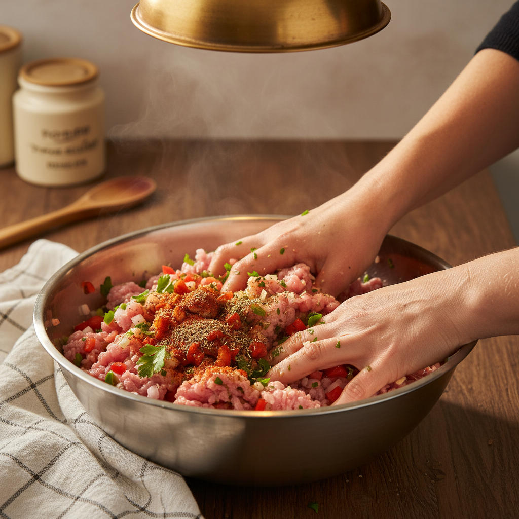 Cooking turkey filling with vegetables and seasonings