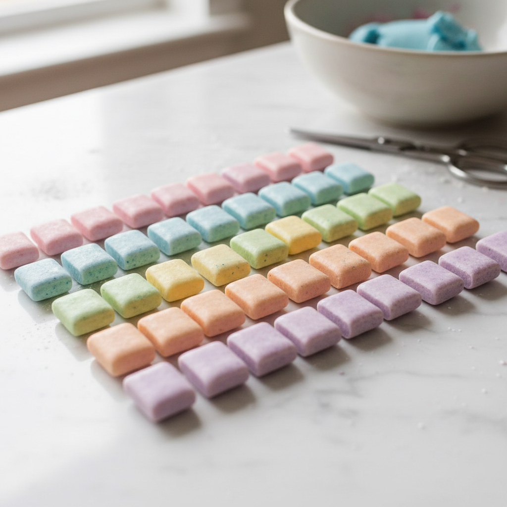 Served homemade bubble gum pieces