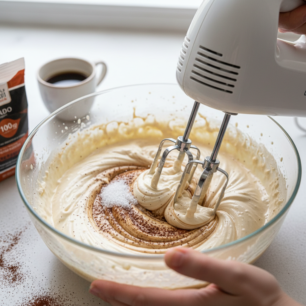 Whipping mocha cream fluff