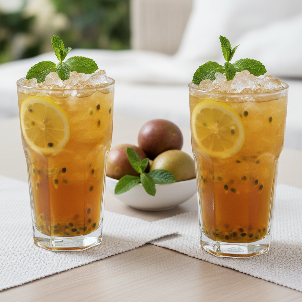 Refreshing passion fruit tea ready to serve