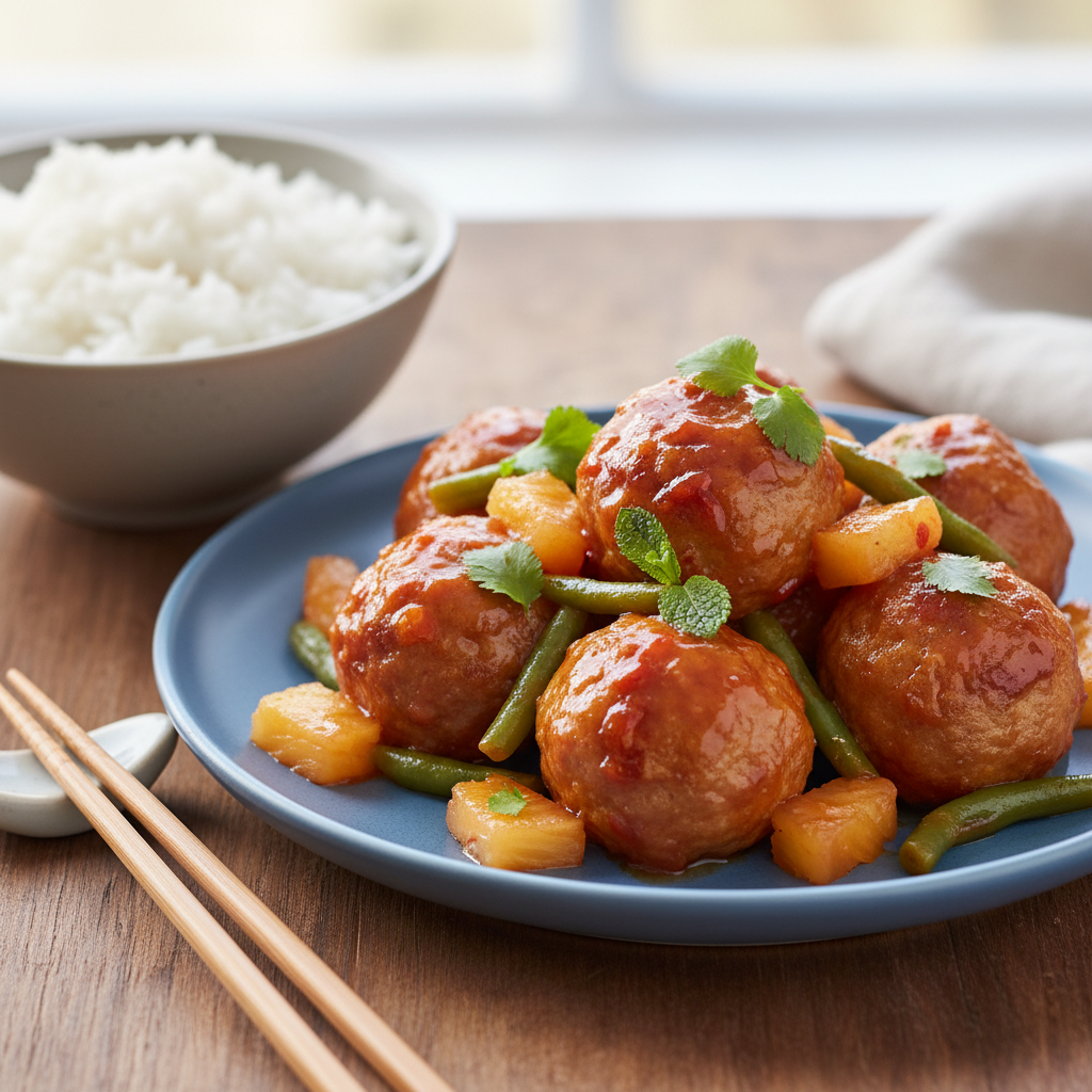 Cooking Sweet and Sour Meatballs on sheet pan