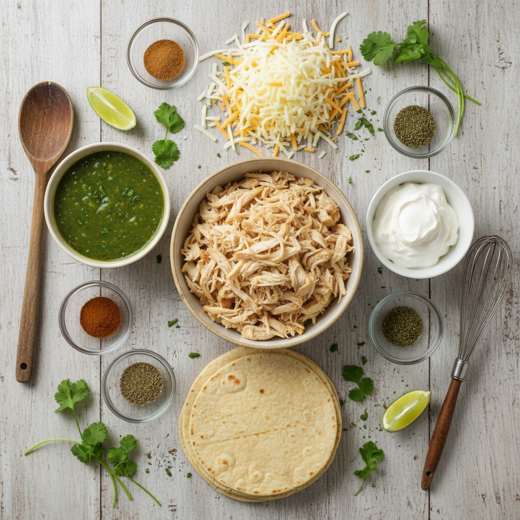 Ingredients for rotisserie chicken enchiladas