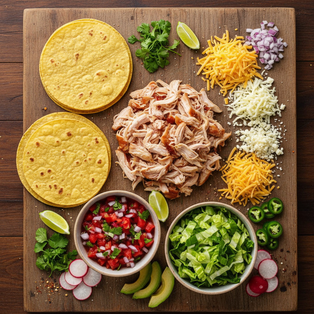 Ingredients for Easy Rotisserie Chicken Tacos
