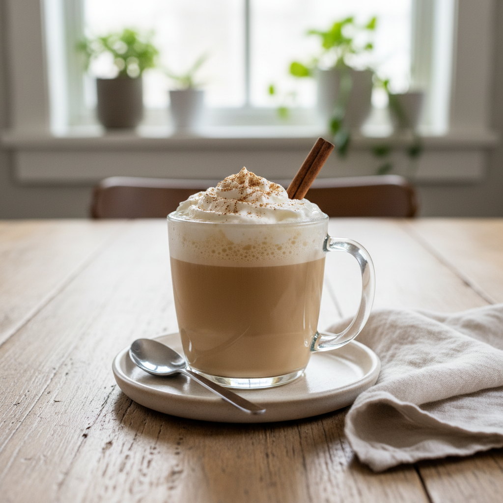 Finishing touches on eggnog latte