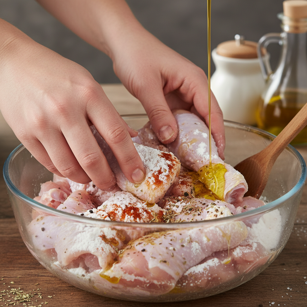 Browning chicken in skillet