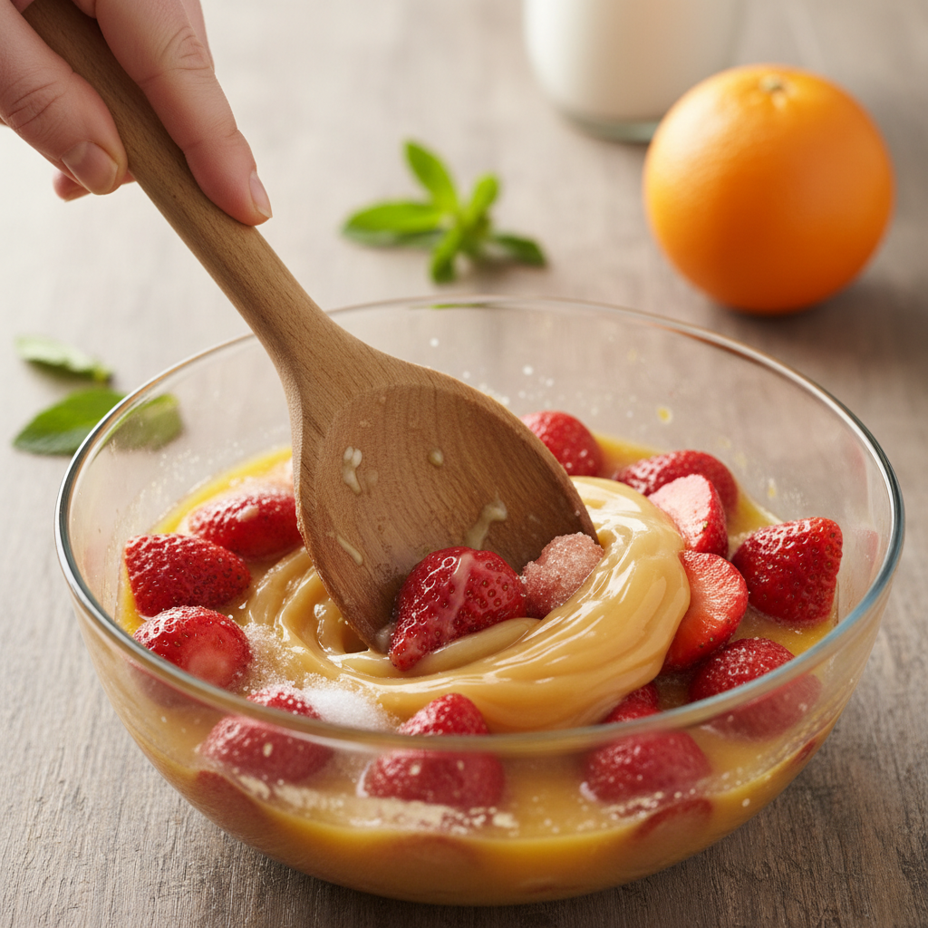 Ingredients laid out for easy strawberry crisp