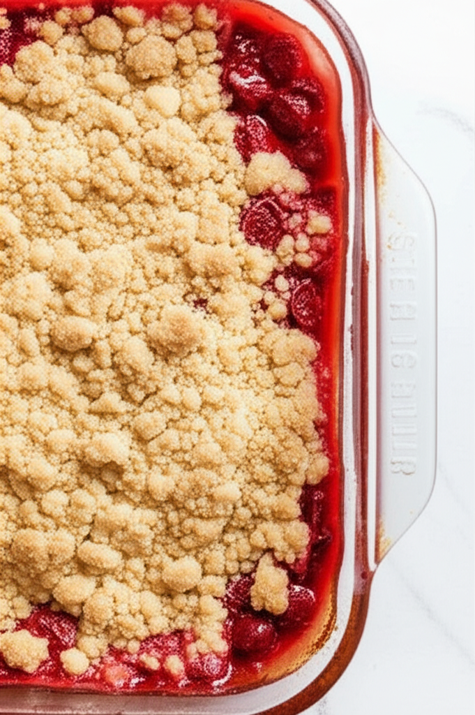 Fresh strawberries and a sweet brown sugar crumble on top