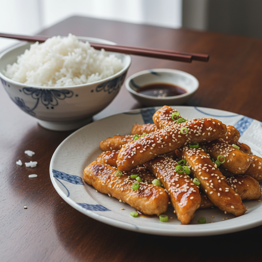 Teriyaki chicken served with sides