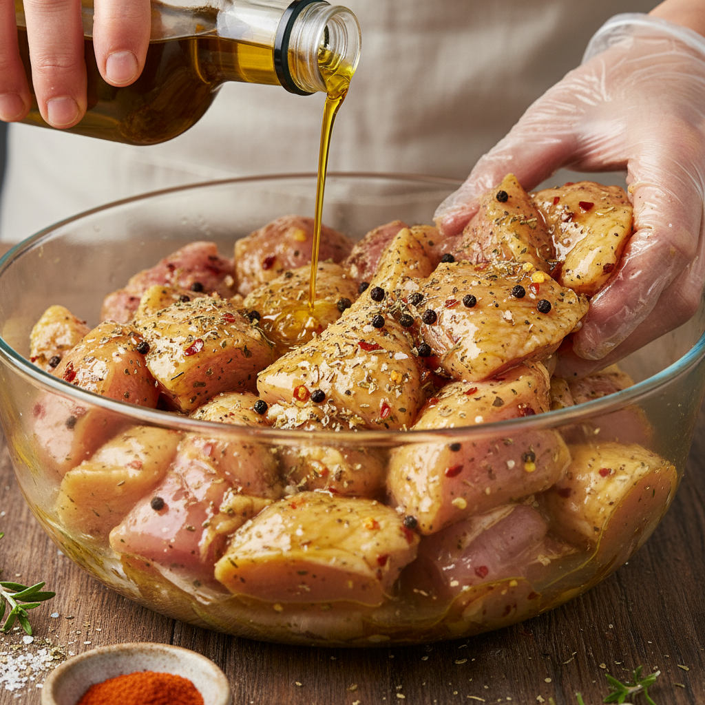 Marinating chicken with sauce