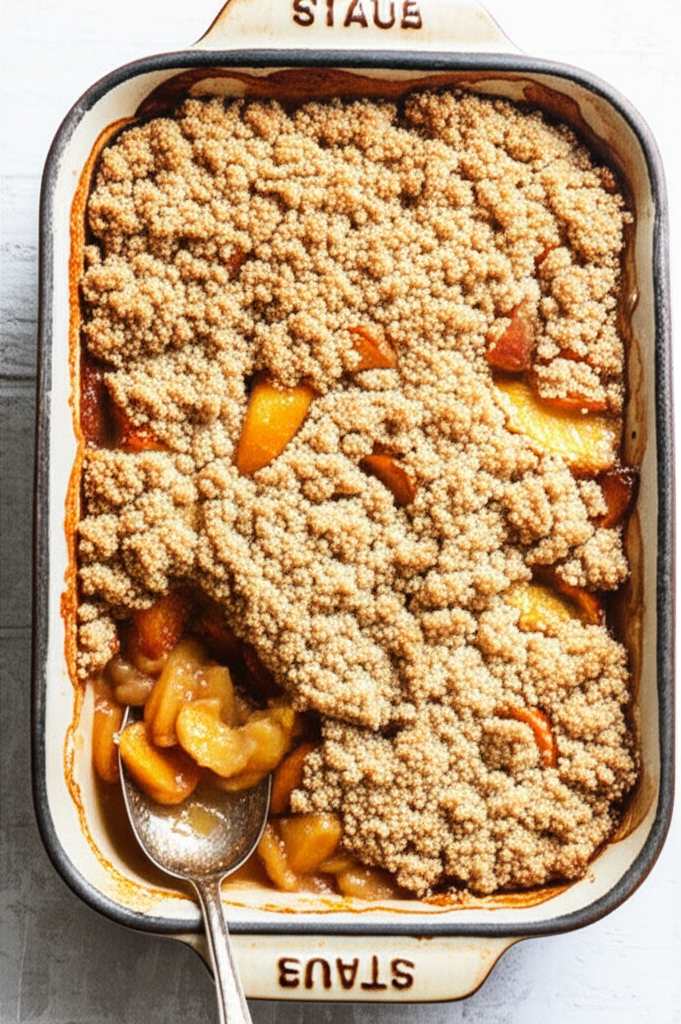 Fresh peaches and diabetic sugar-free peach cobbler
