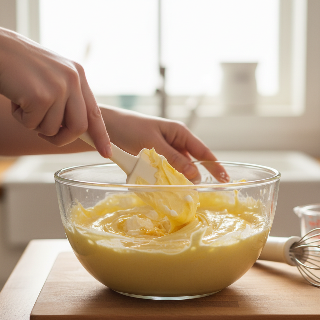 Mixed batter for Yellow Cake Mix Coffee Cake
