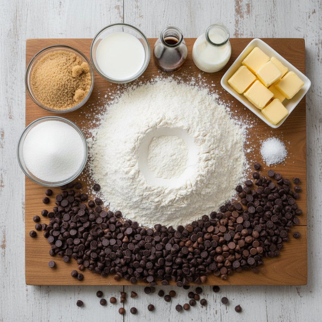 Ingredients for edible chocolate chip cookie dough