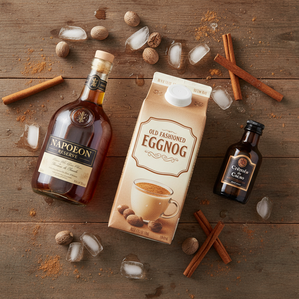 Ingredients for Eggnog Brandy Alexander