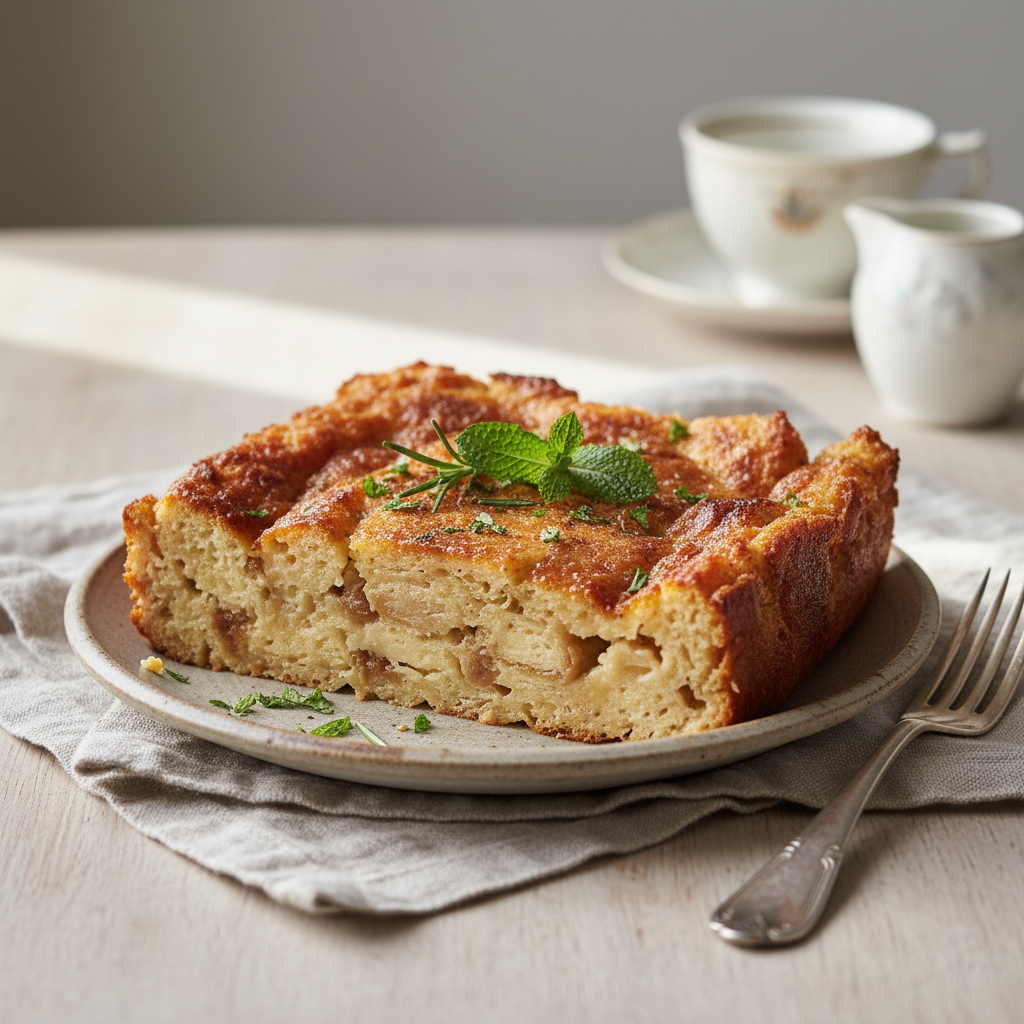 Eggnog bread pudding with rum sauce