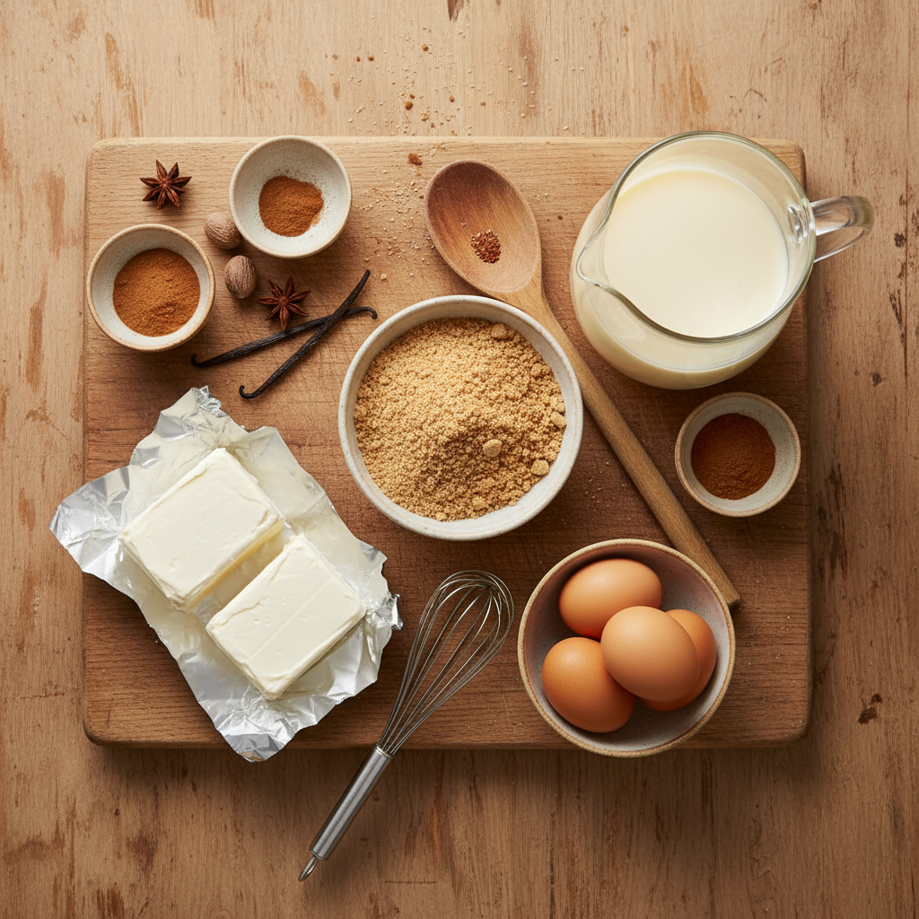 Ingredients for eggnog cheesecake