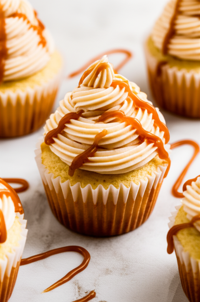 Eggnog Cupcakes with caramel eggnog buttercream frosting