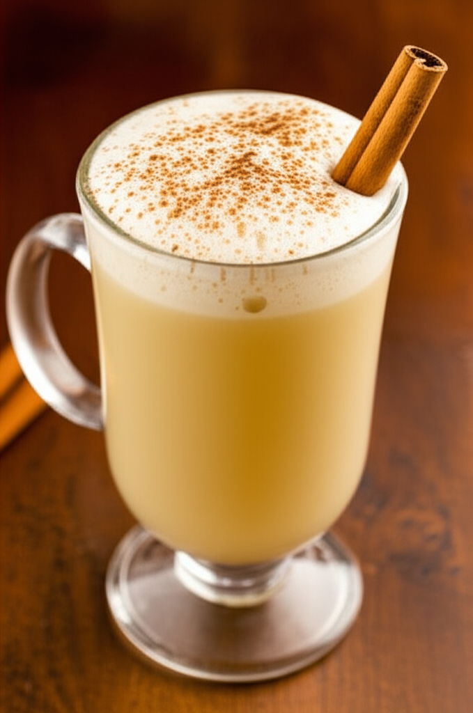 Cozy Eggnog Latte Cocktail in holiday setting