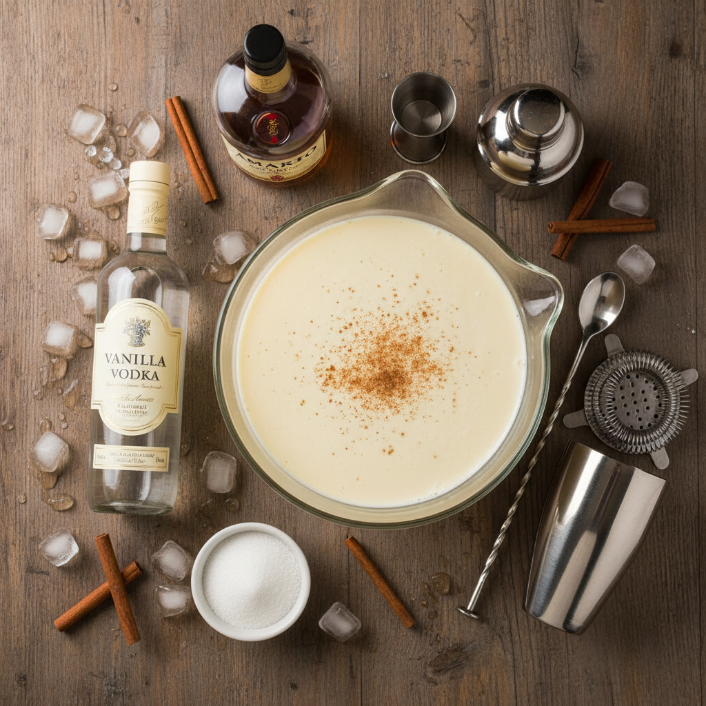 Ingredients for Eggnog Martini